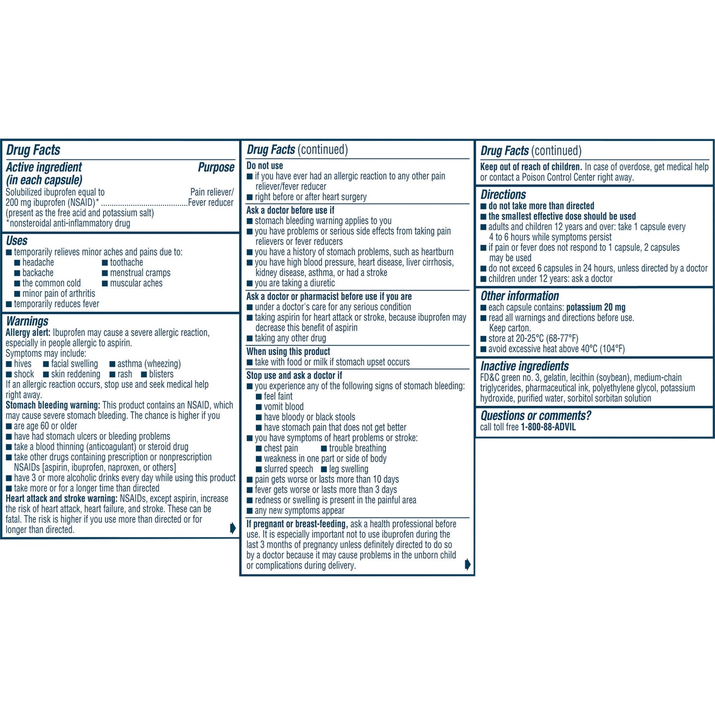 Advil Liqui-Gels Pain and Headache Reliever Ibuprofen, 200 Mg Liquid Filled Capsules, 80 Count