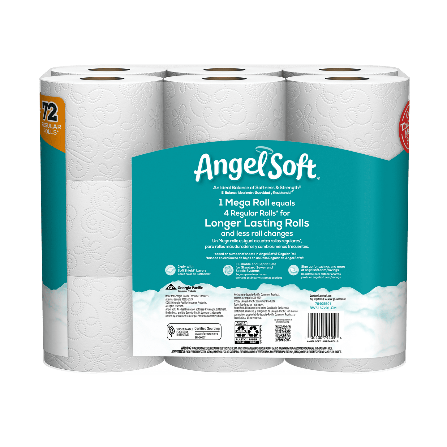 Angel Soft Toilet Paper, 18 Mega Rolls