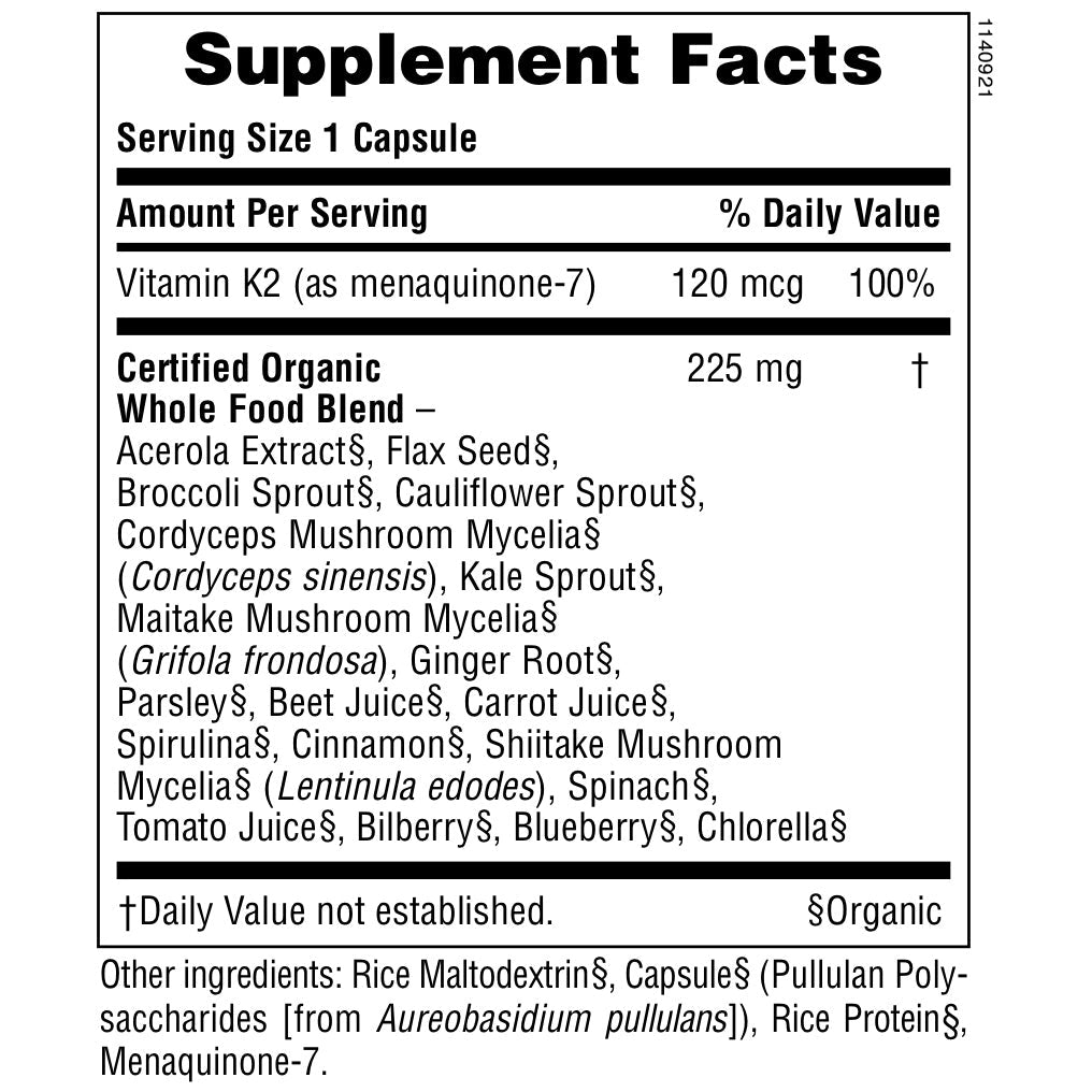 NaturesPlus Source of Life Garden Vitamin K2 120 mcg Capsules