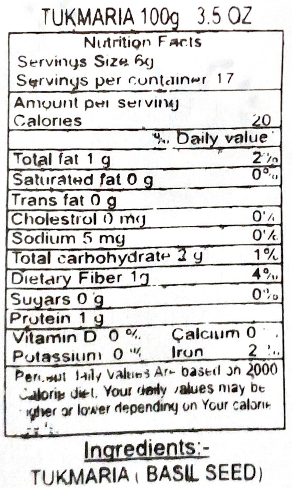 Tukmaria (Basil Seeds)