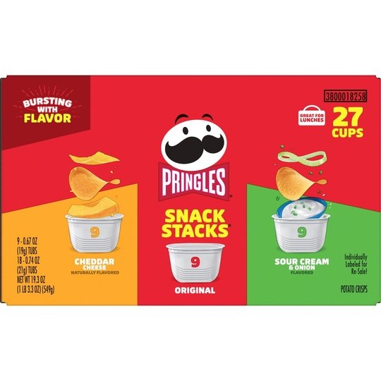 Pringles Snack Stacks Variety Pack Potato Crisps Chips, 19.3 oz, 27 Count