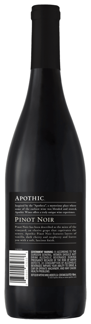 Apothic Pinot Noir Red Wine, California, 750ml Glass Bottle