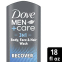 Dove Men+Care Recover Hydrating 3-in-1 Body Wash, Peppermint, 18 fl oz