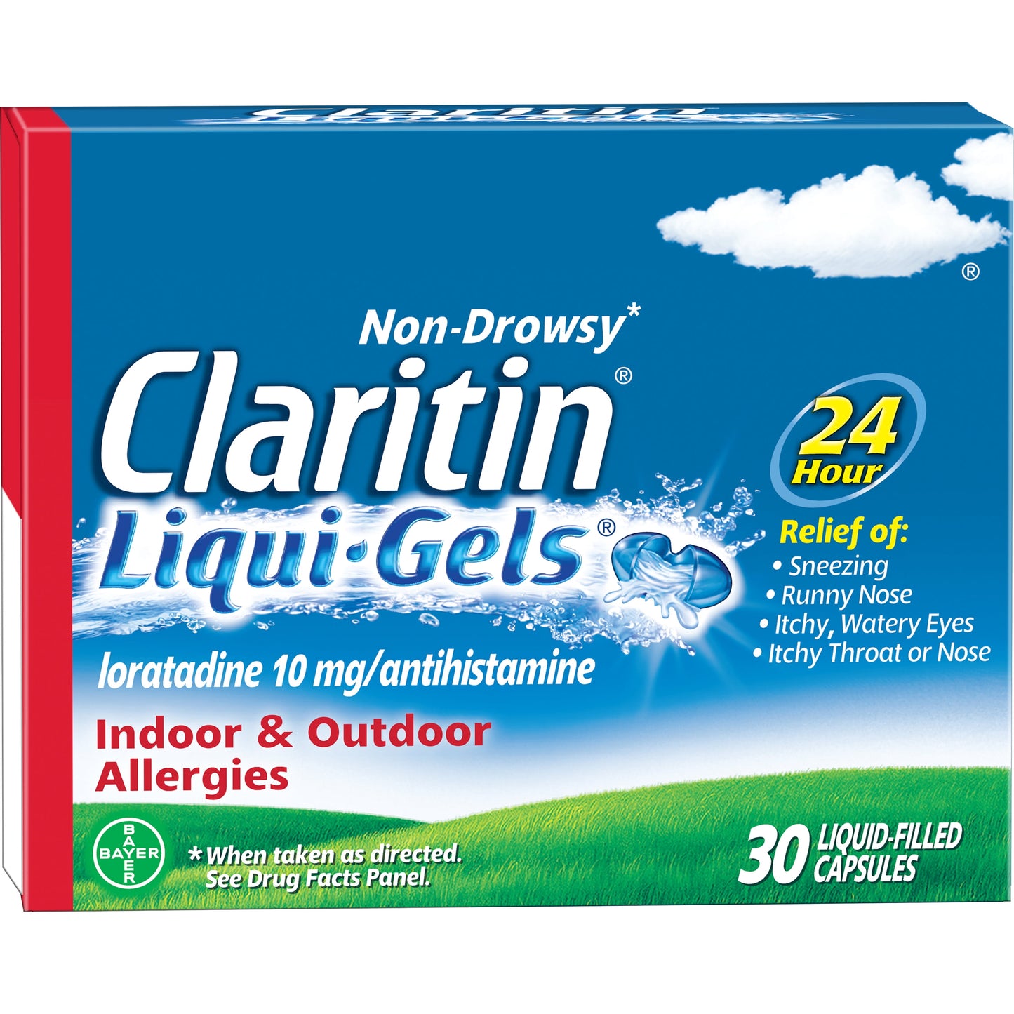 Claritin Liqui-Gels 24 Hour Non-Drowsy Allergy Medicine, Loratadine Antihistamine Capsules, 30 Ct