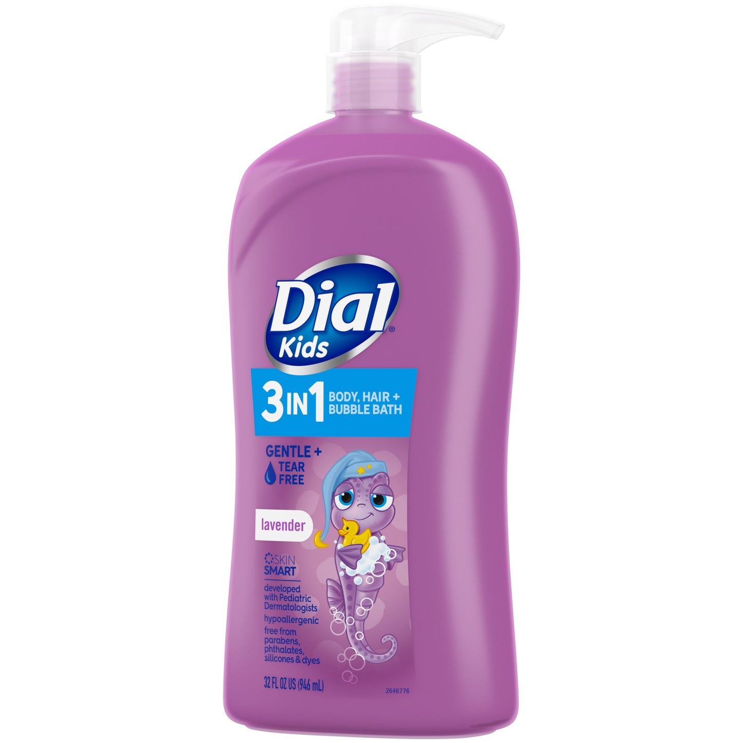 Dial Kids 3-in-1 Body+Hair+Bubble Bath, Lavender Scent, 32 fl oz