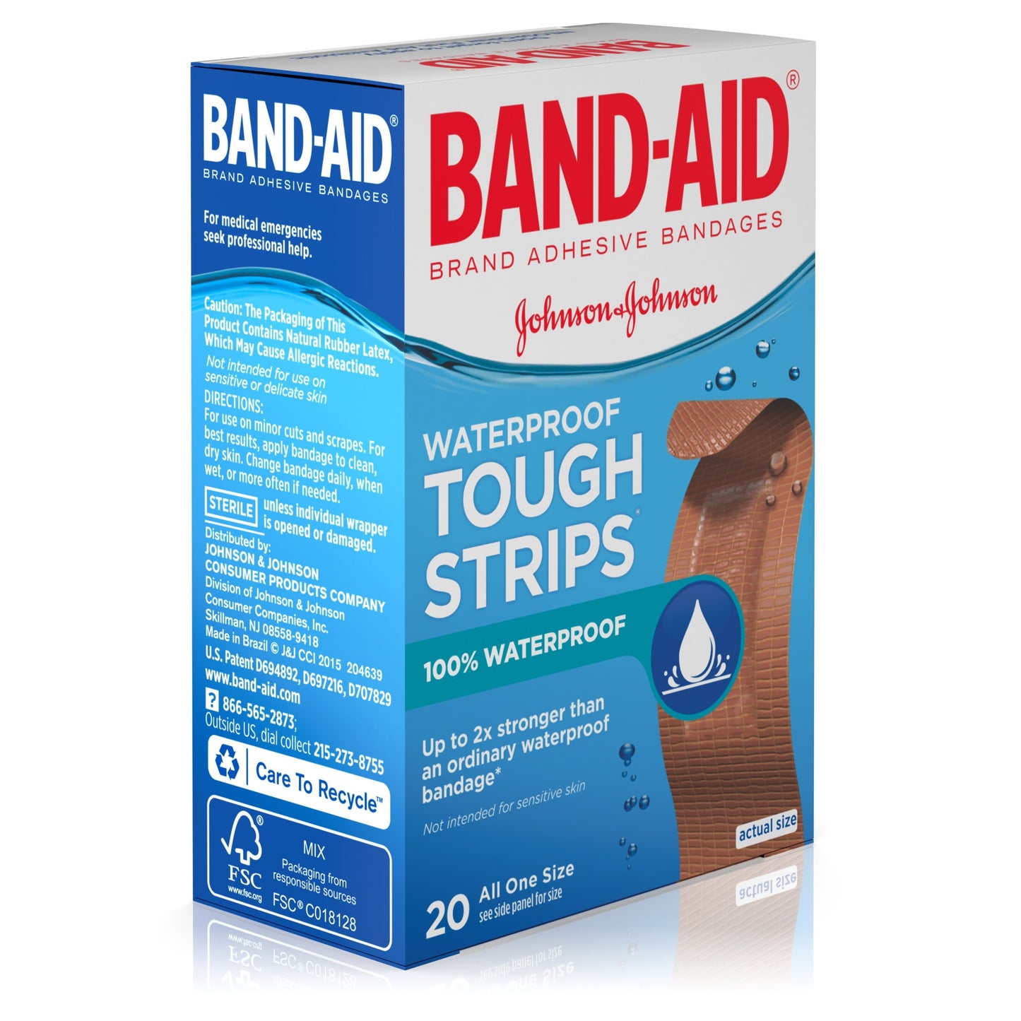 Band-Aid Brand Water Block Tough Sterile Bandages, One Size, 20Ct