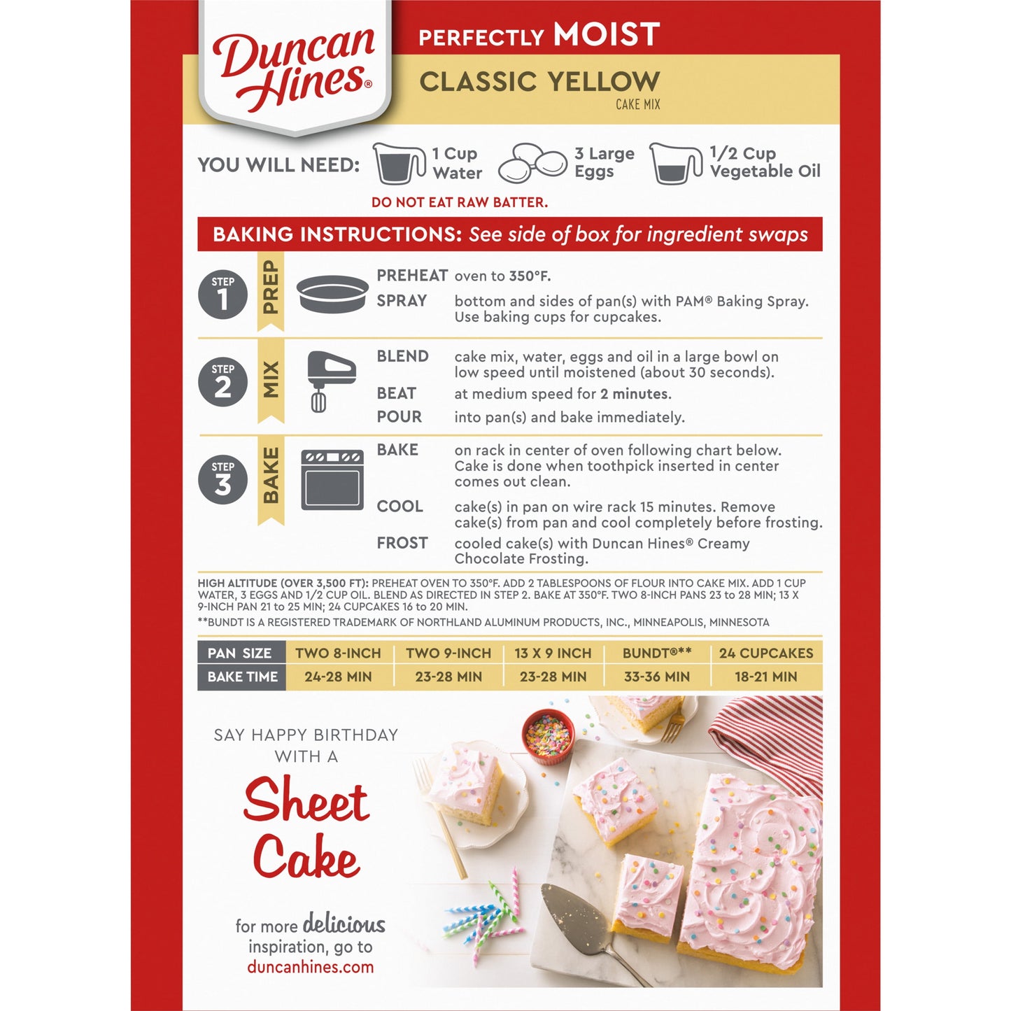 Duncan Hines Perfectly Moist Classic Yellow Cake Mix, 15.25 oz