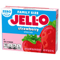 Jell-O Strawberry Artificially Flavored Zero Sugar Low Calorie Gelatin Dessert Mix, Family Size, 0.6 oz Box