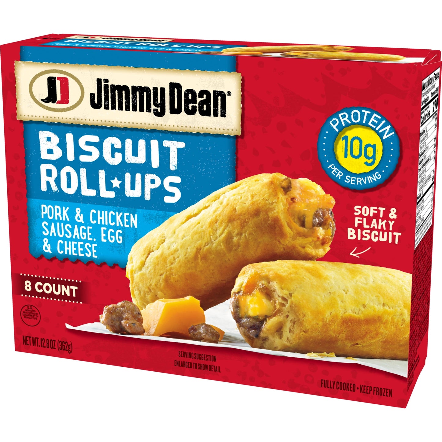 Jimmy Dean Sausage, Egg & Cheese Biscuit Rollups, 12.8 oz, 8 Ct (Frozen)