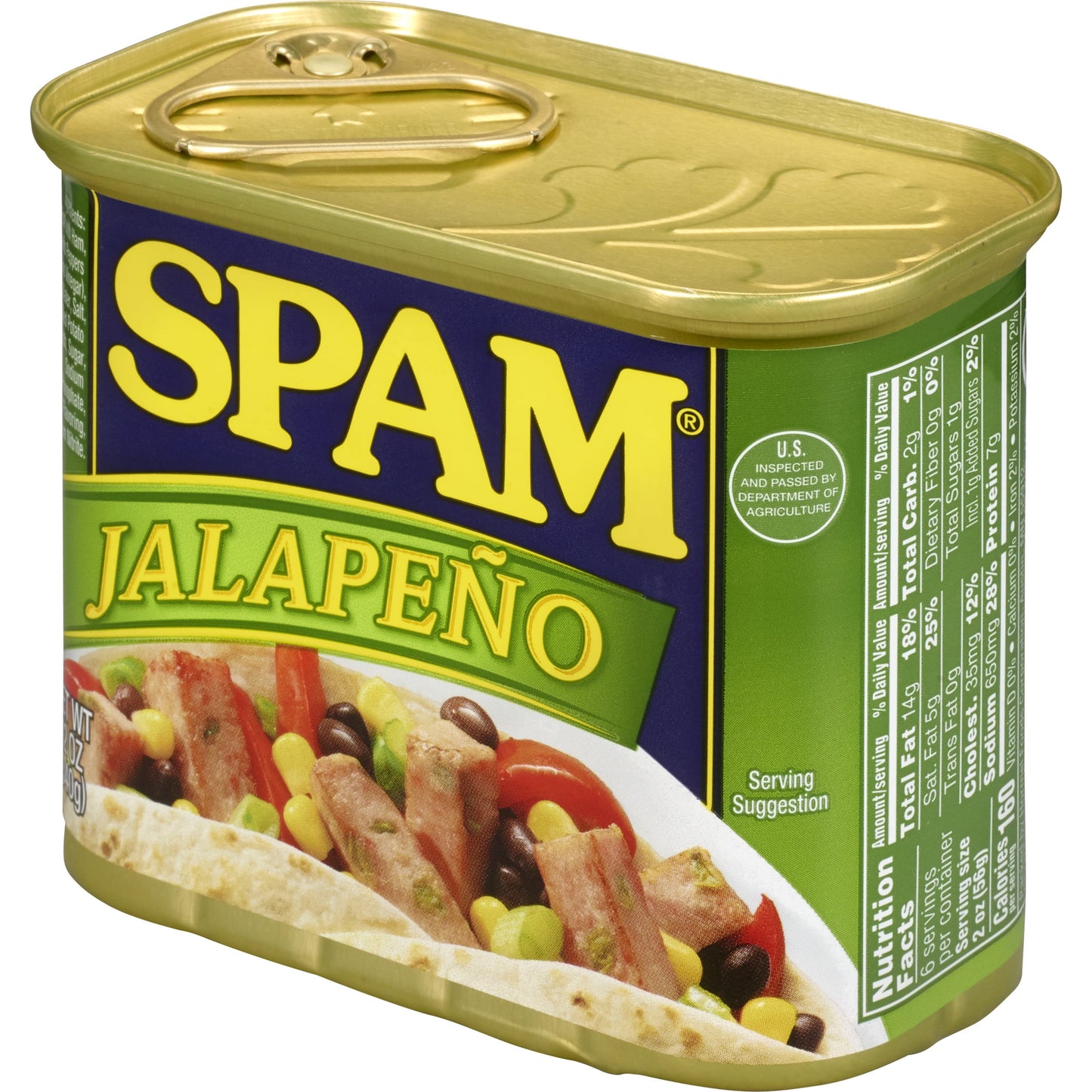 SPAM Jalapeno, Shelf-Stable Meat, 12 oz Aluminum Can