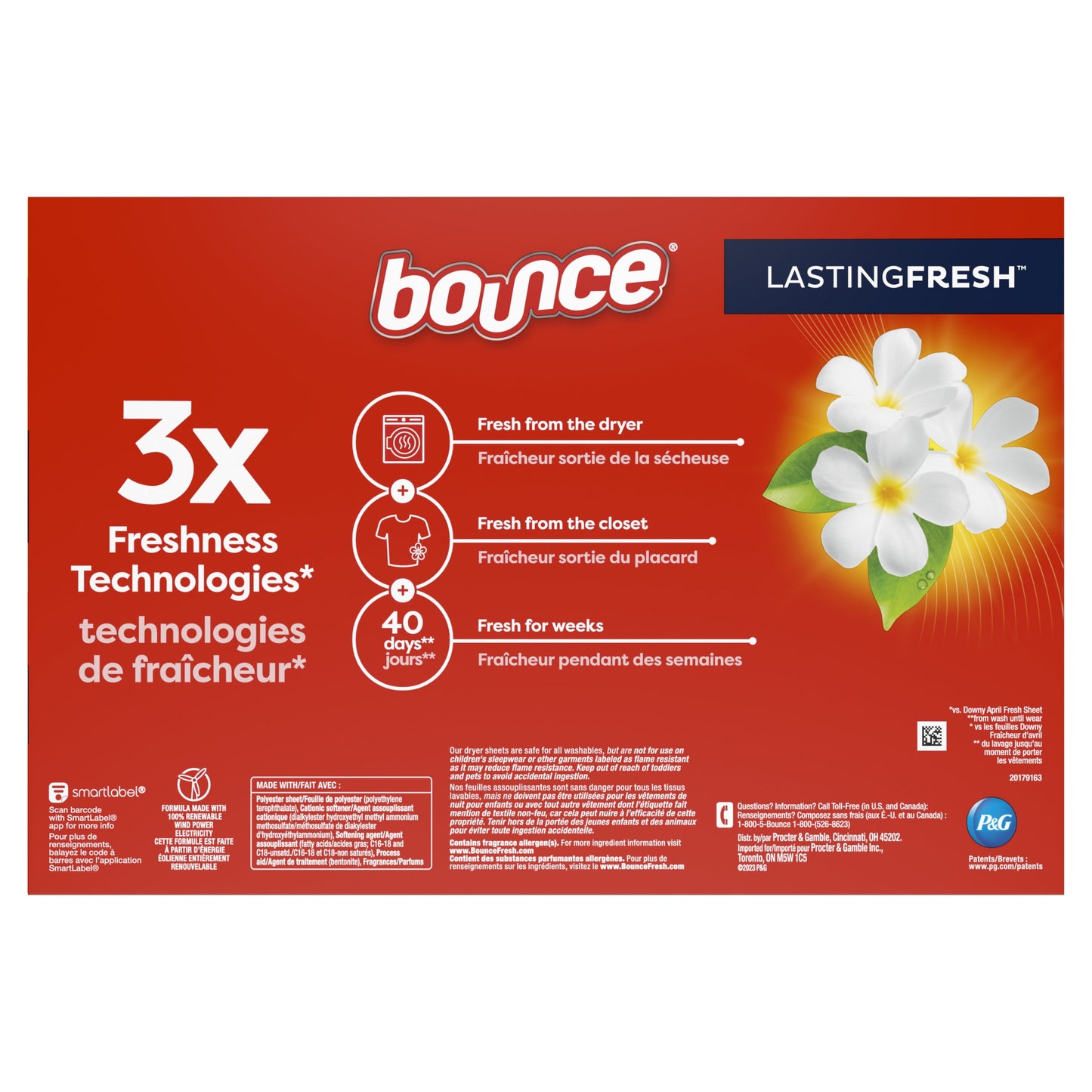 Bounce Lasting Fresh Mega Dryer Sheets, 180 Ct, Outdoor Fresh & Clean Fabric Softener Sheets