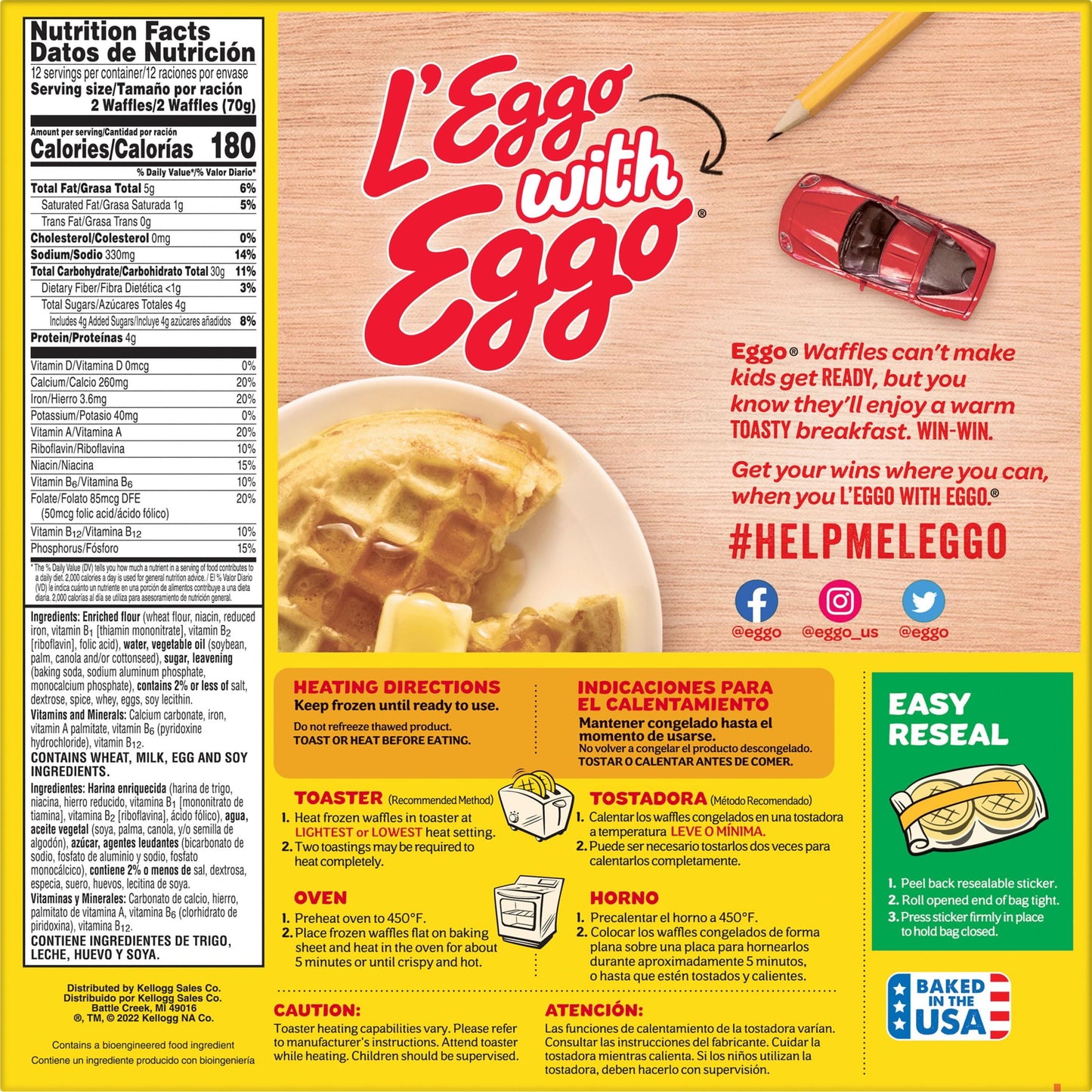 Eggo Homestyle Waffles, 29.6 oz, 24 Count (Frozen)