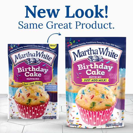 Martha White Birthday Cake Muffin Mix, 7.4 oz Bag