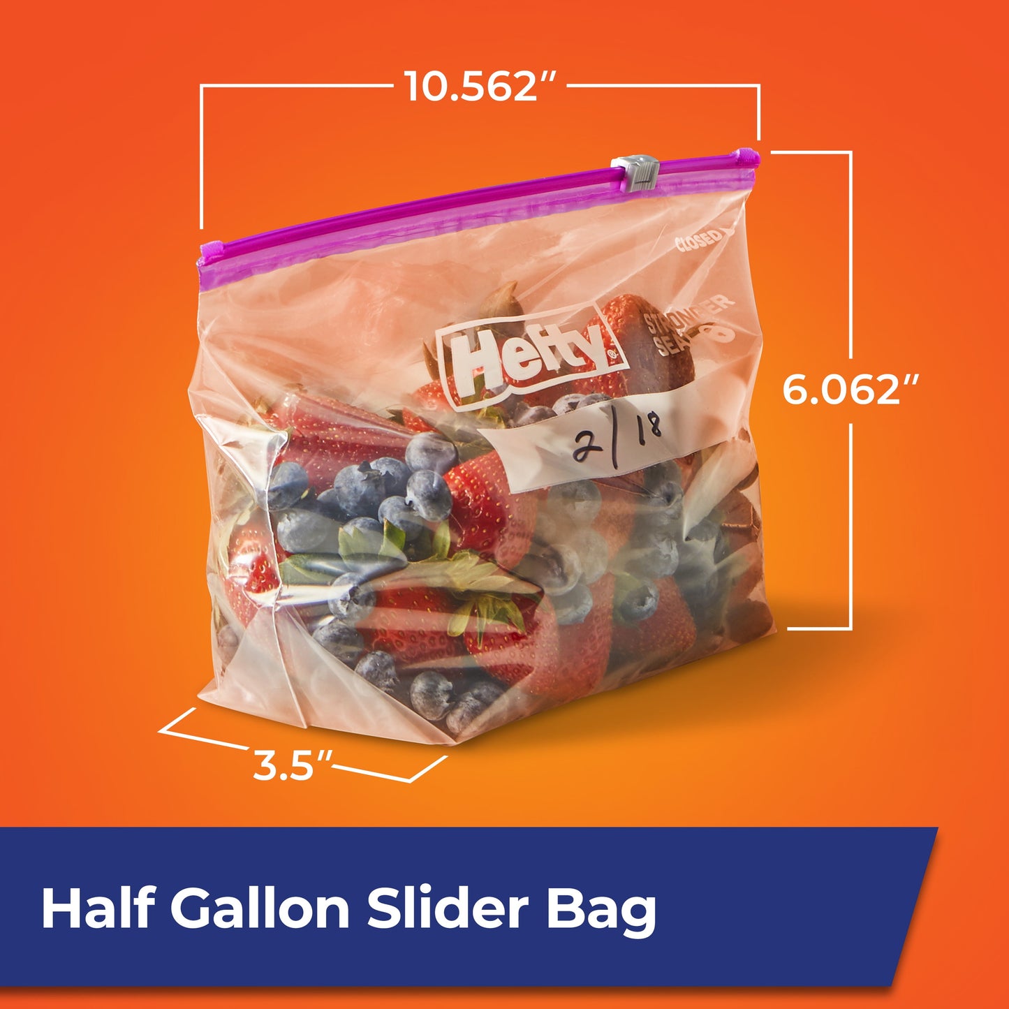 Hefty Slider Storage Bags, Half Gallon Size, 40 Count