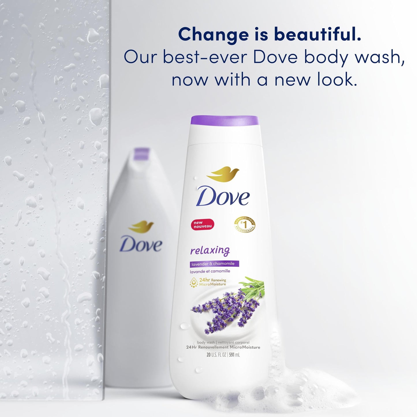 Dove Relaxing Long Lasting Gentle Body Wash, Lavender Oil and Chamomile, 20 fl oz