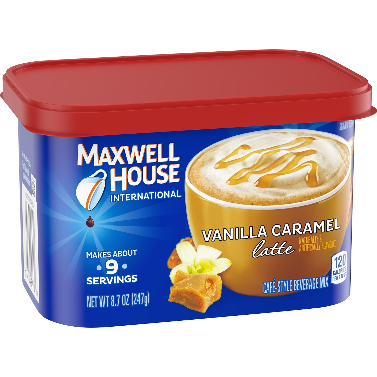 Maxwell House International Vanilla Caramel Latte Cafe Style Beverage Mix, 8.7 oz. Canister