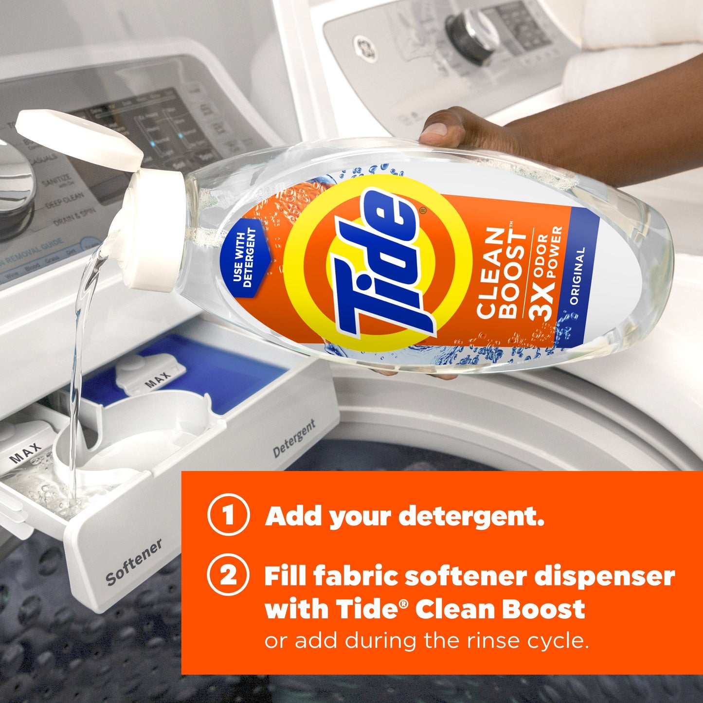 Tide Deep Cleansing Liquid Fabric Rinse with 3X Odor Power, Original, 48.00 fl oz