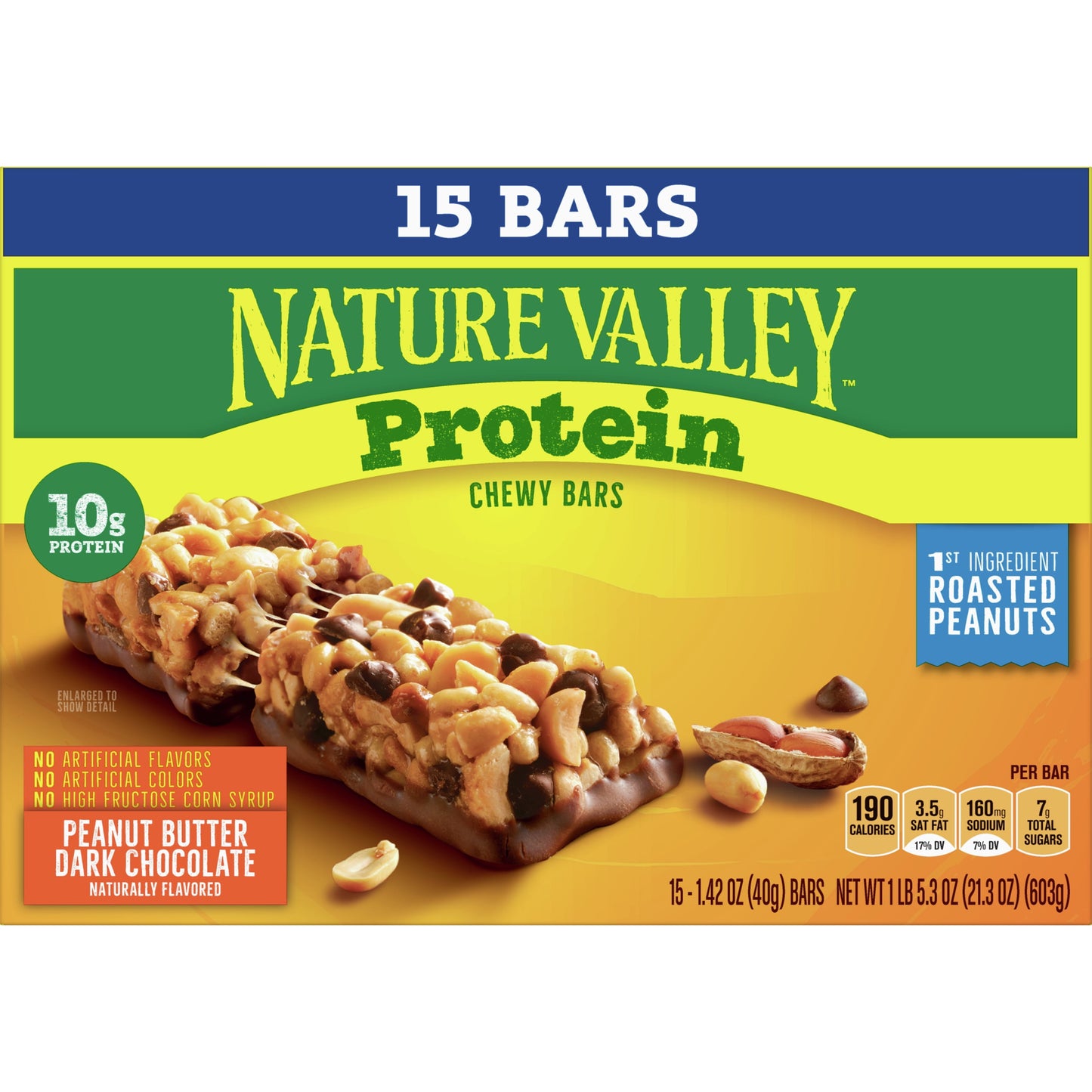 Nature Valley Chewy Granola Bars, Protein, Peanut Butter Dark Chocolate, 15 bars, 21.3 OZ