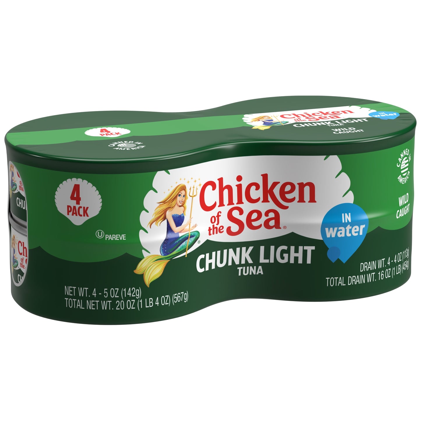 Chicken of the Sea Chunk Light Tuna in Water, 5 oz, 4 Cans