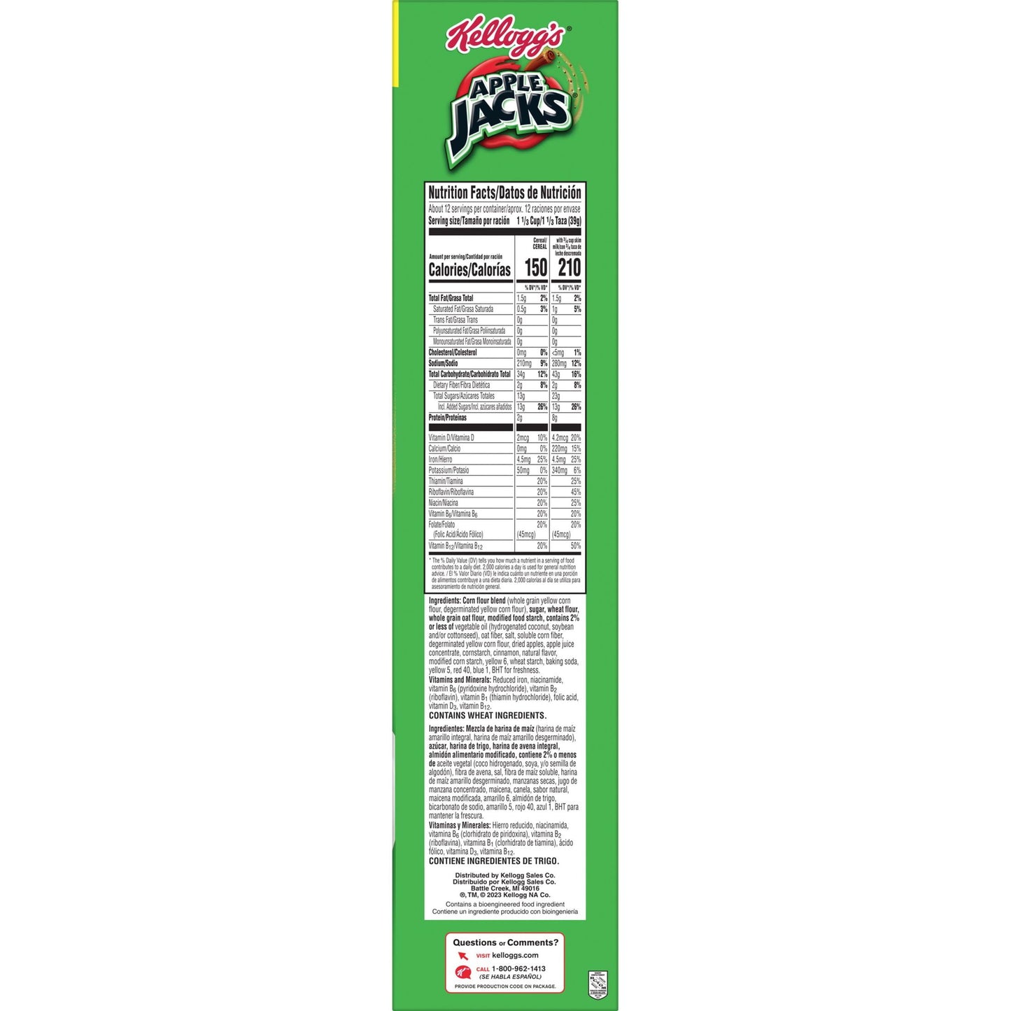 Kellogg's Apple Jacks Original Breakfast Cereal, Family Size, 16.6 oz Box