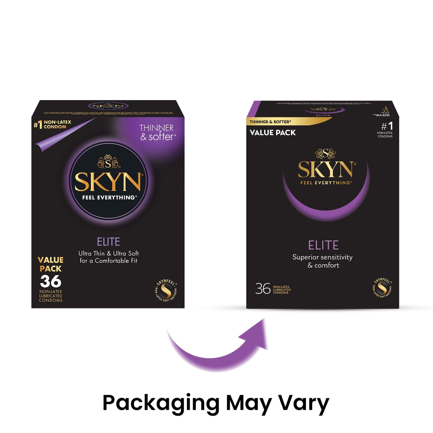 SKYN Elite Lubricated Non Latex Condoms, 36 Count