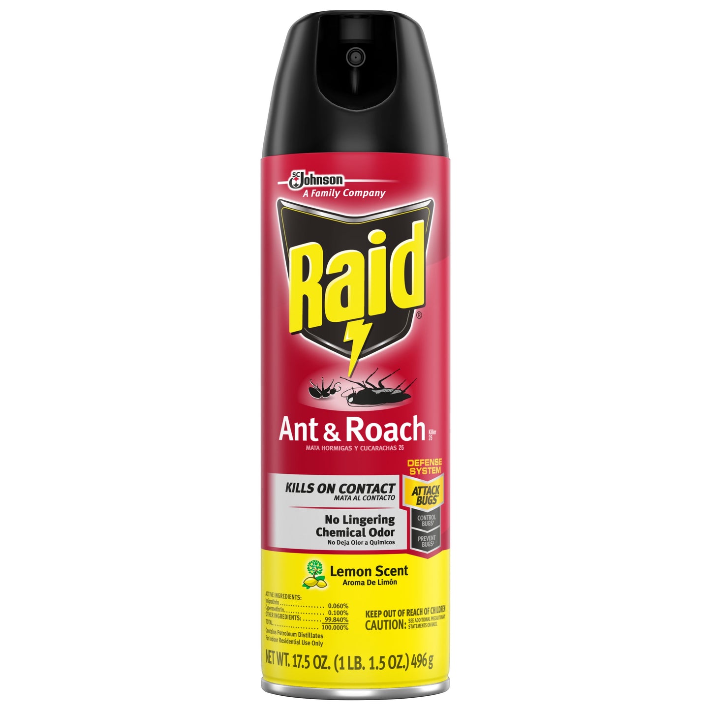 Raid® Ant & Roach Killer 26, Lemon Fresh Scent, 17.5 oz