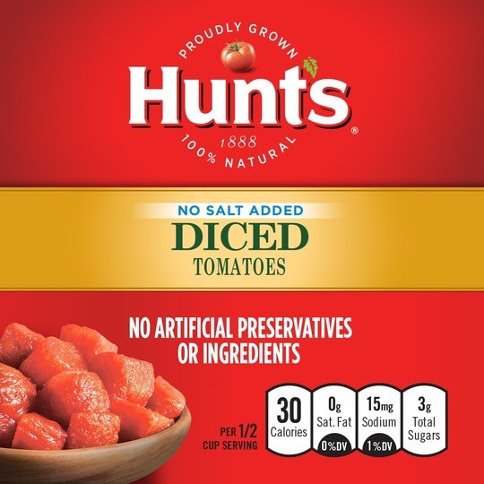 Hunts Diced Tomatoes No Salt Added, 14.5 oz