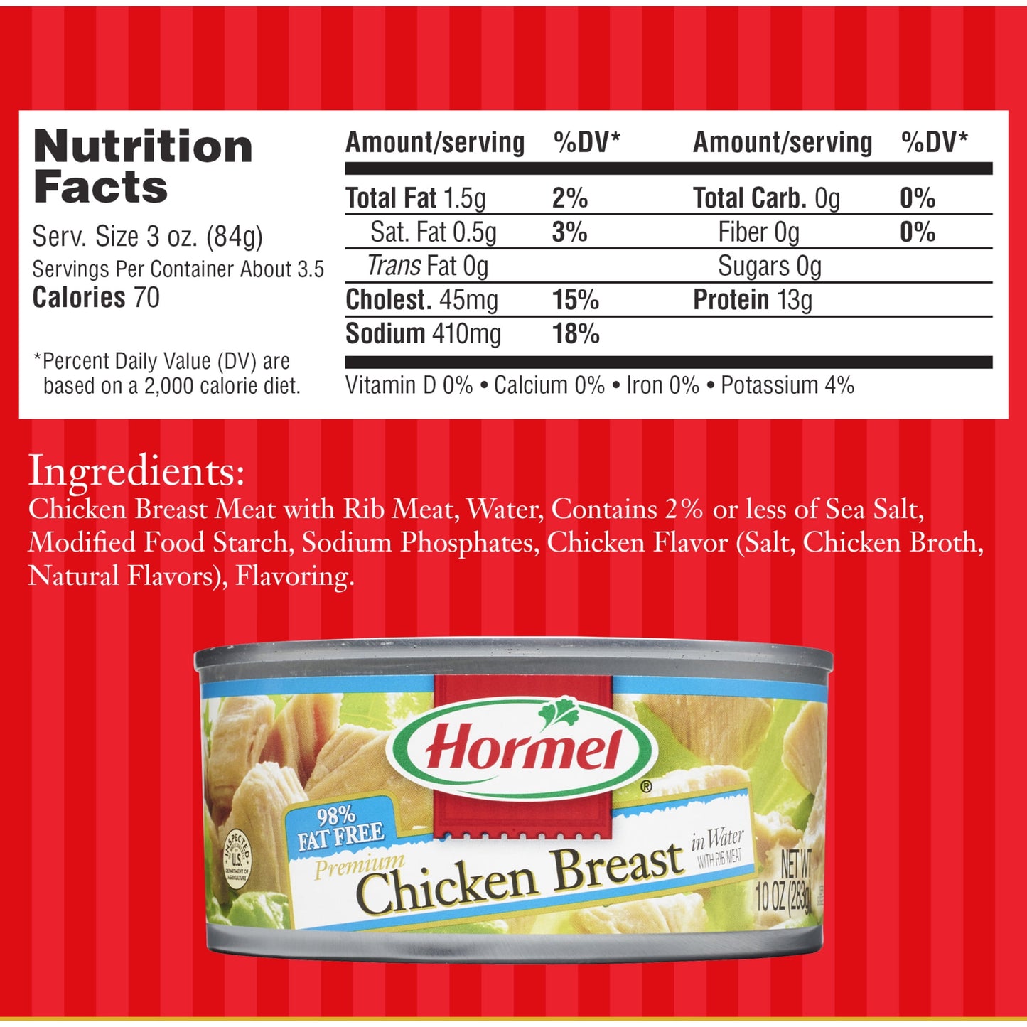 HORMEL Premium Chicken Breast In Water,  10 oz Can