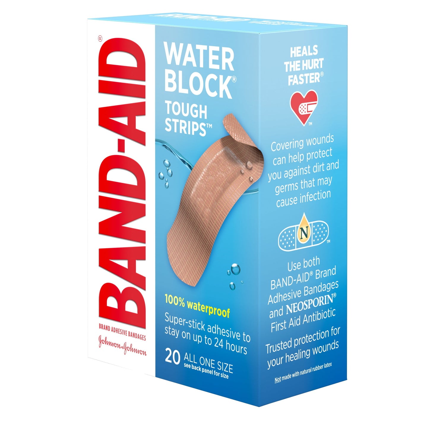 Band-Aid Brand Water Block Tough Sterile Bandages, One Size, 20Ct