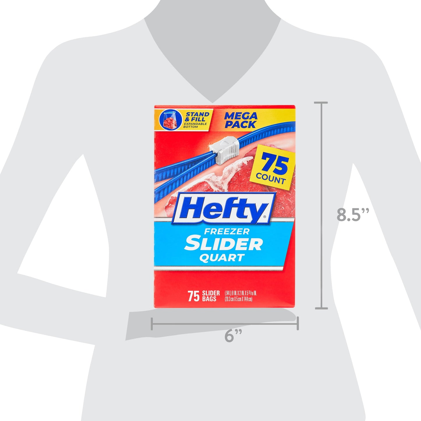 Hefty Slider Freezer Storage Bags, Quart Size, 75 Count