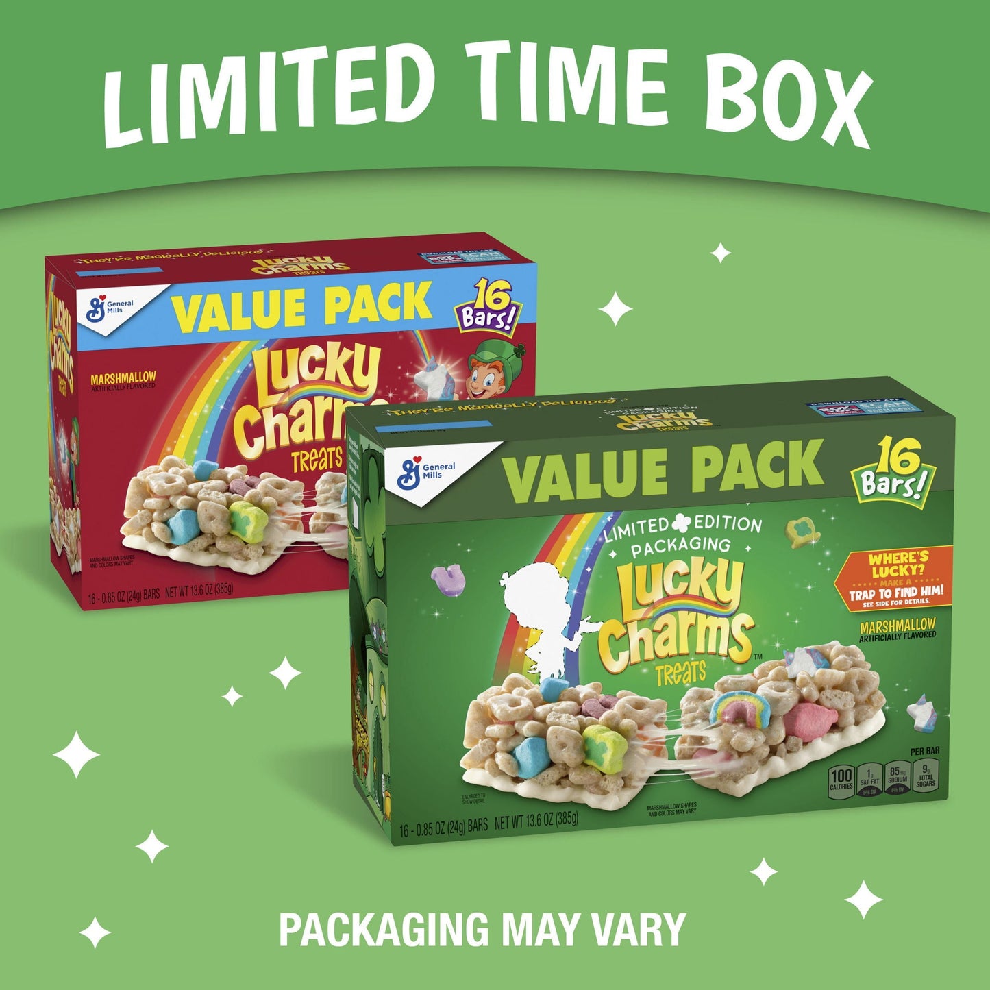 Lucky Charms Treat Bars, Limited Edition St. Patrickâs Day Packaging, Value Pack, 16 ct