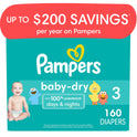 Pampers Baby Dry Diapers Size 3, 160 Count