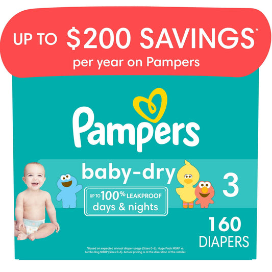 Pampers Baby Dry Diapers Size 3, 160 Count