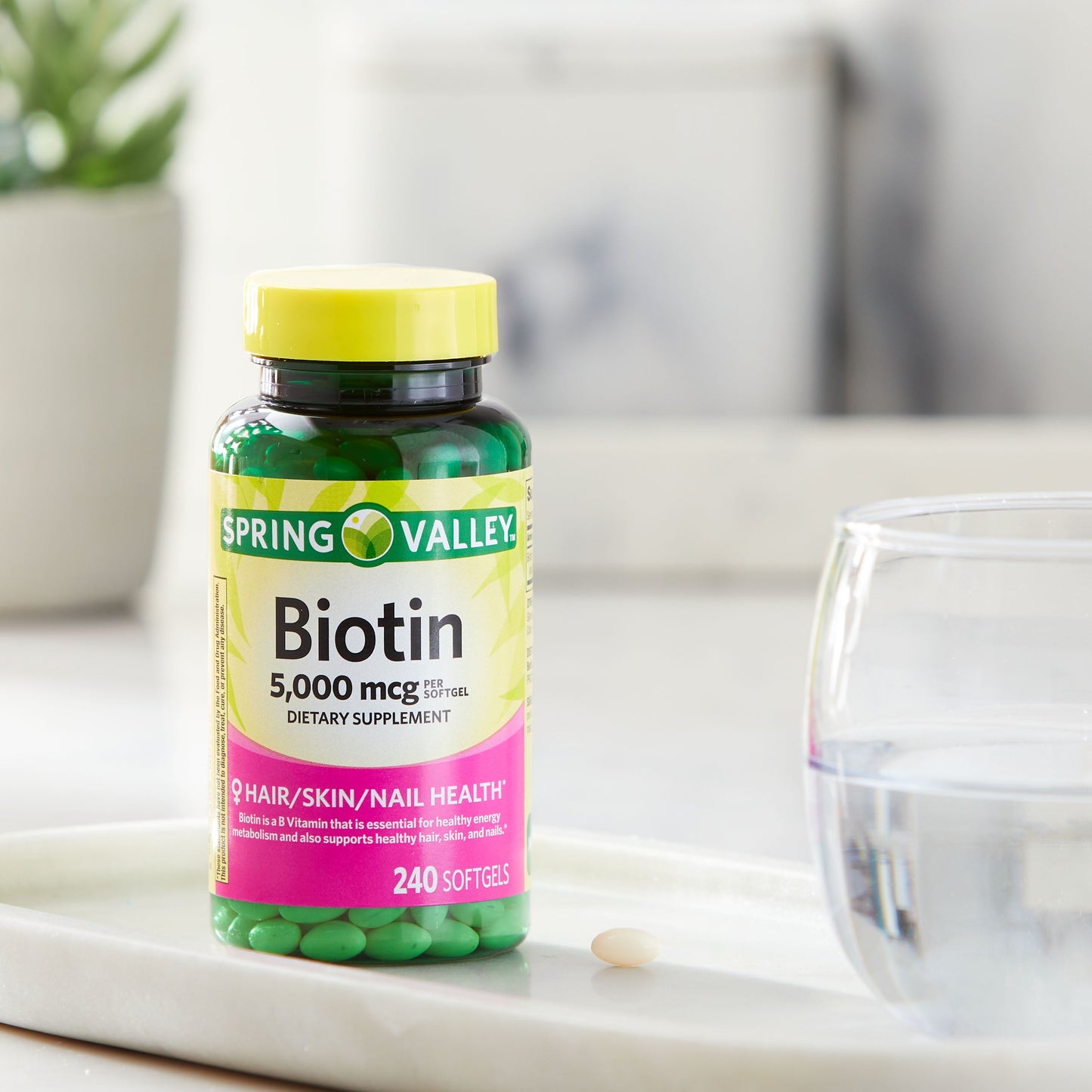 Spring Valley Biotin Softgels Dietary Supplement, 5,000 mcg, 240 Count