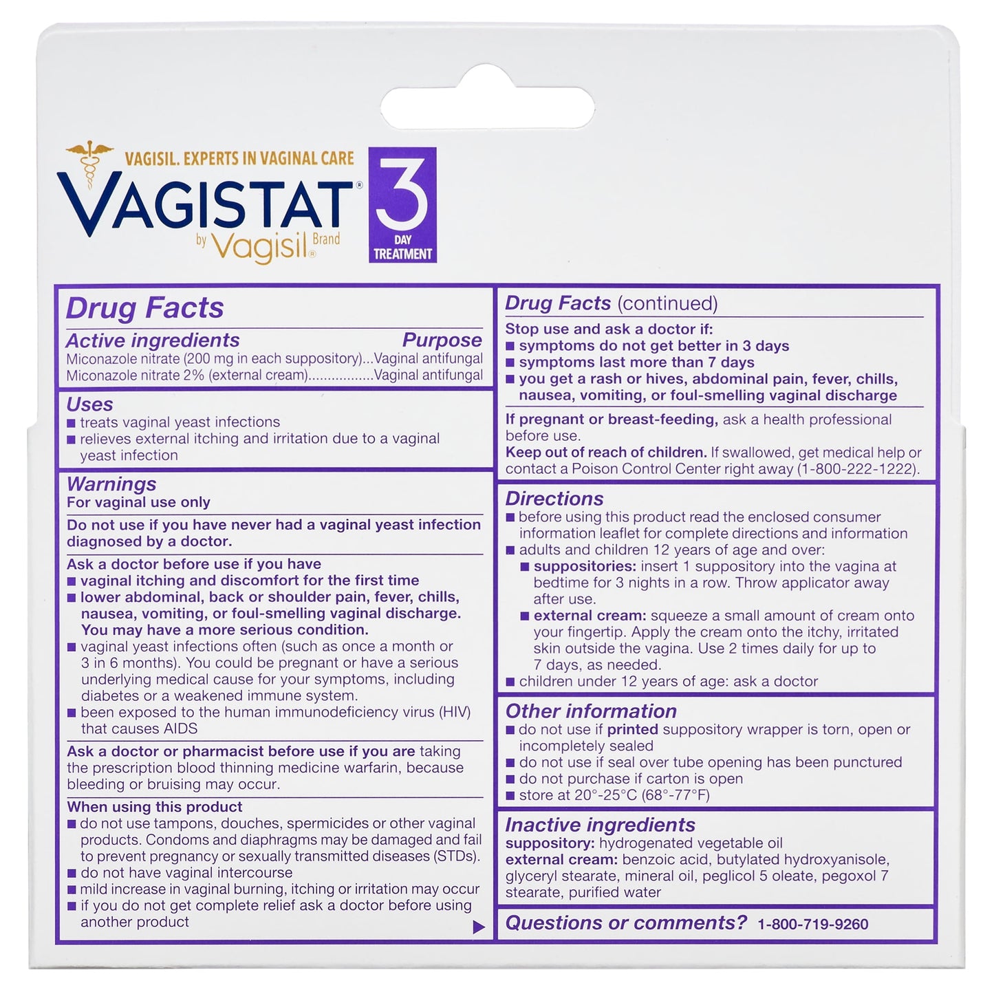 Vagistat by Vagisil 3-Day Vaginal Antifungal Yeast Infection Treatment Cream, Combination Pack