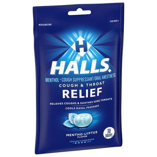 HALLS Relief Mentho-Lyptus Cough Drops, 30 Drops