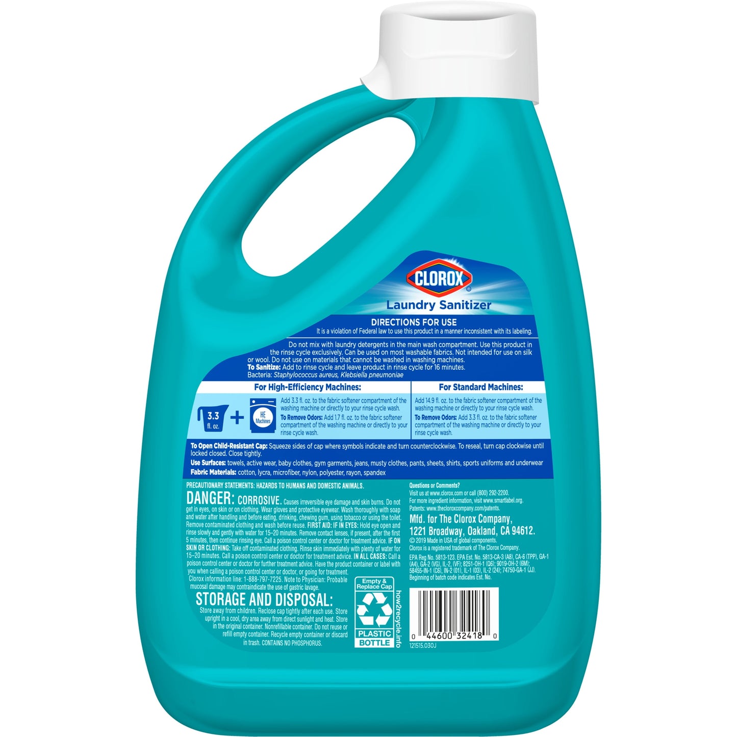 Clorox Laundry Sanitizer, Color Safe and Order Eliminating, 80 fl oz