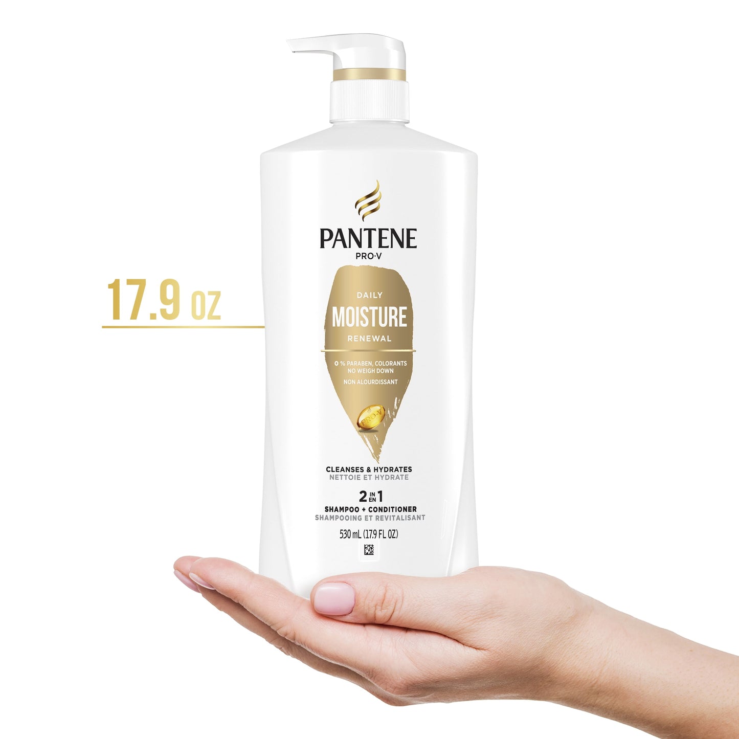 Pantene Pro-V Daily Moisture Renewal 2 in 1 Shampoo + Conditioner, for All Hair Types, 17.9 fl oz