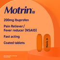 Motrin IB, Ibuprofen 200mg Tablets for Pain & Fever Relief, 100 Ct