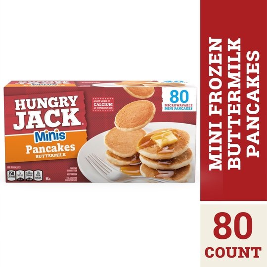 Hungry Jack Buttermilk Mini Pancakes, 1lb 12.2 oz, 80 Count Box (Frozen)