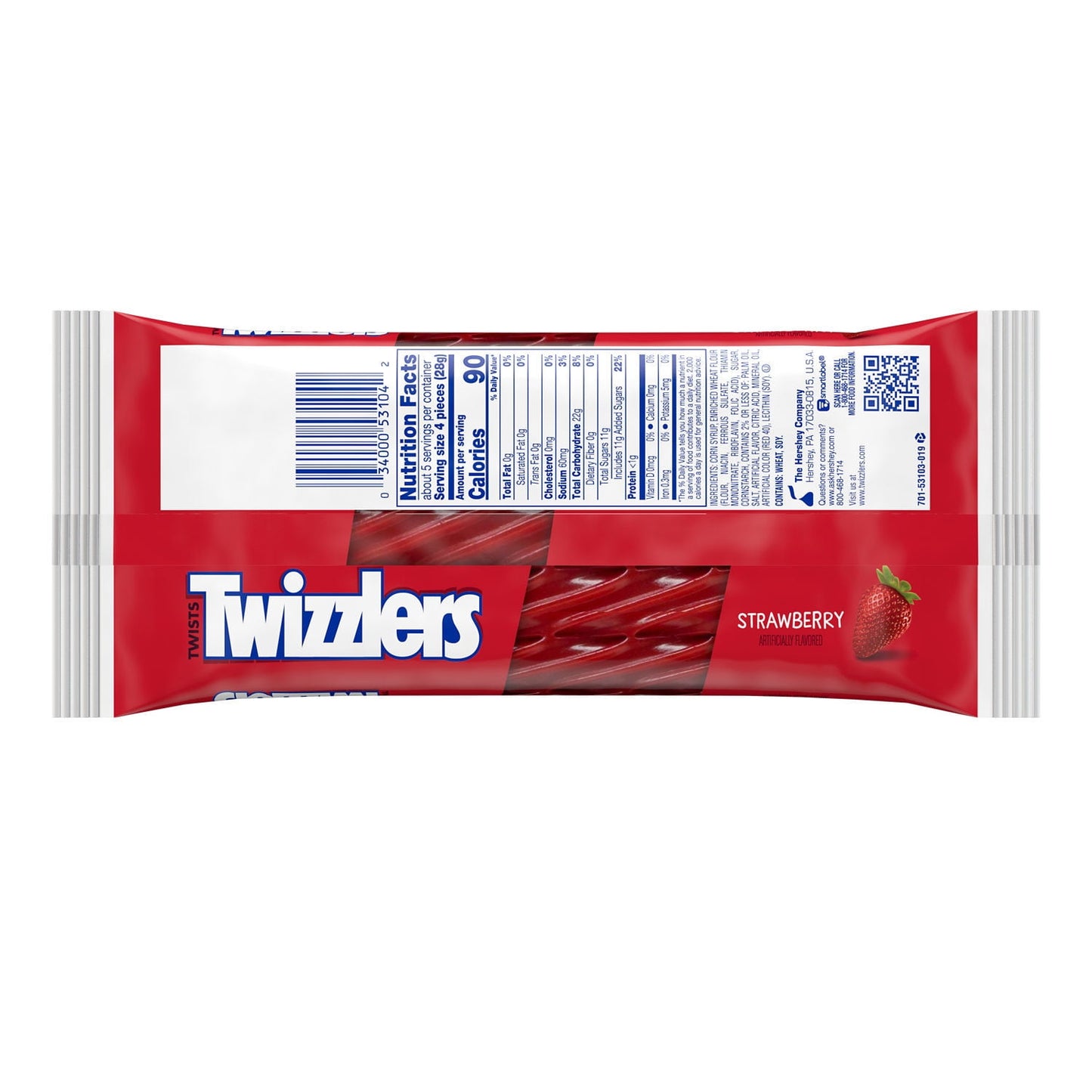 Twizzlers Twists Strawberry Flavored King Size Licorice Style Candy, Bag 5 oz