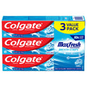 Colgate Max Fresh with Whitening Toothpaste with Mini Breath Strips, Cool Mint, 6.3 oz Tube, 3 Pack