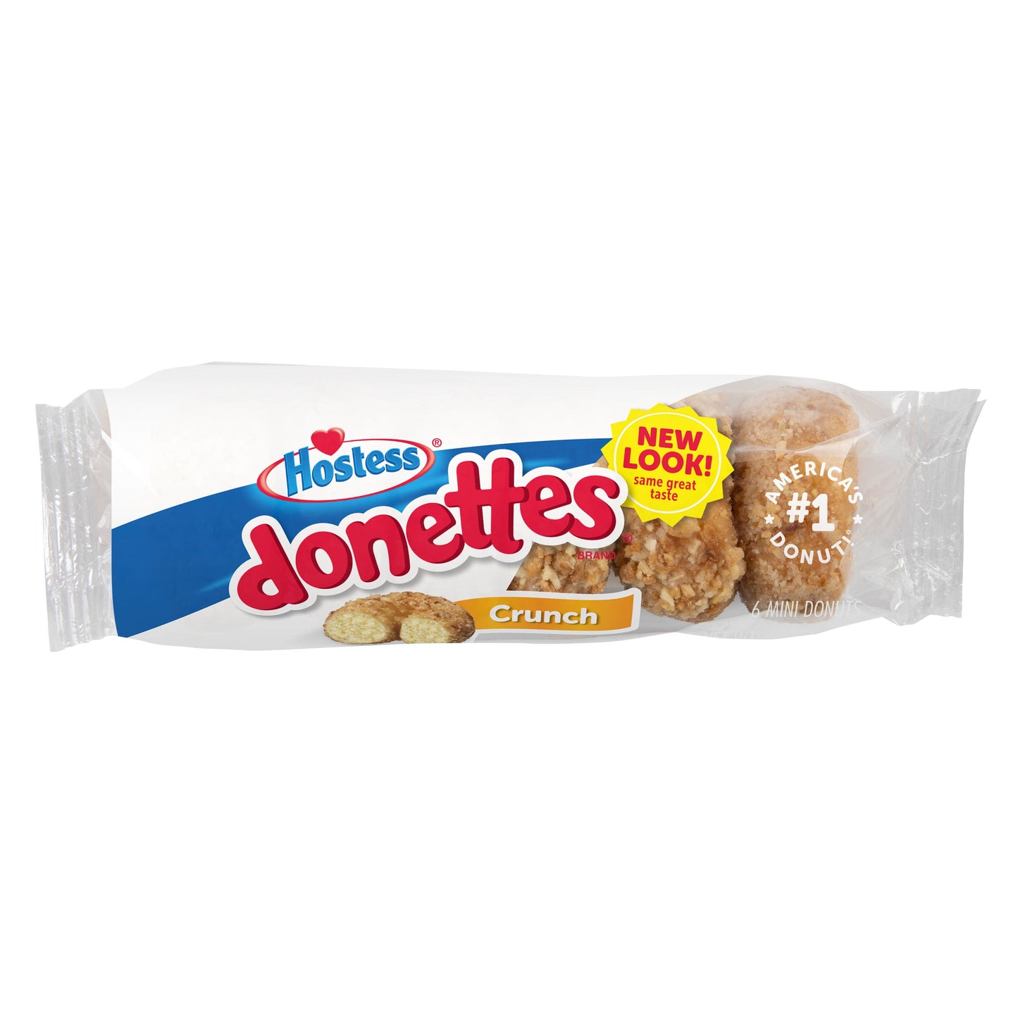 Hostess Crunch Donettes Donuts, Single Serve, 6 Count, 4 oz