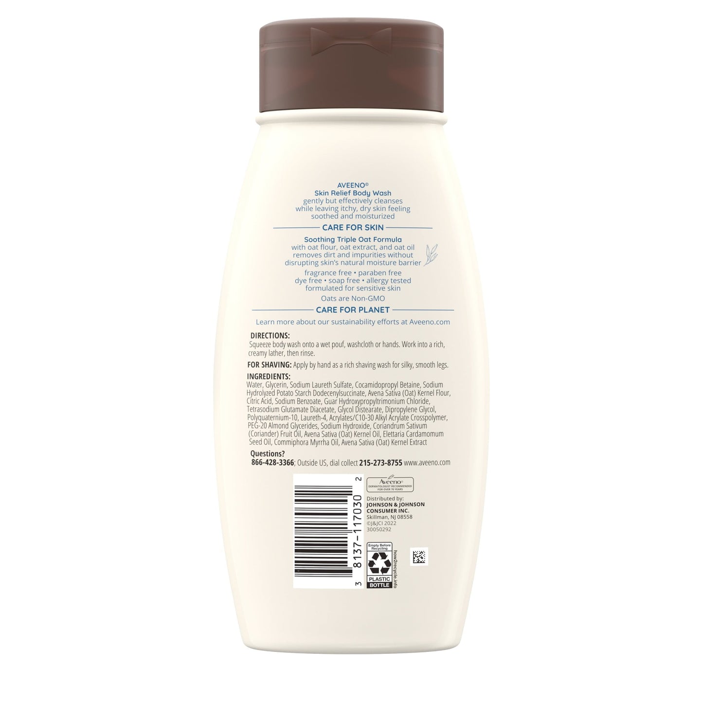 Aveeno Skin Relief Fragrance-Free Body Wash, Sensitive Skin, 18 fl. oz