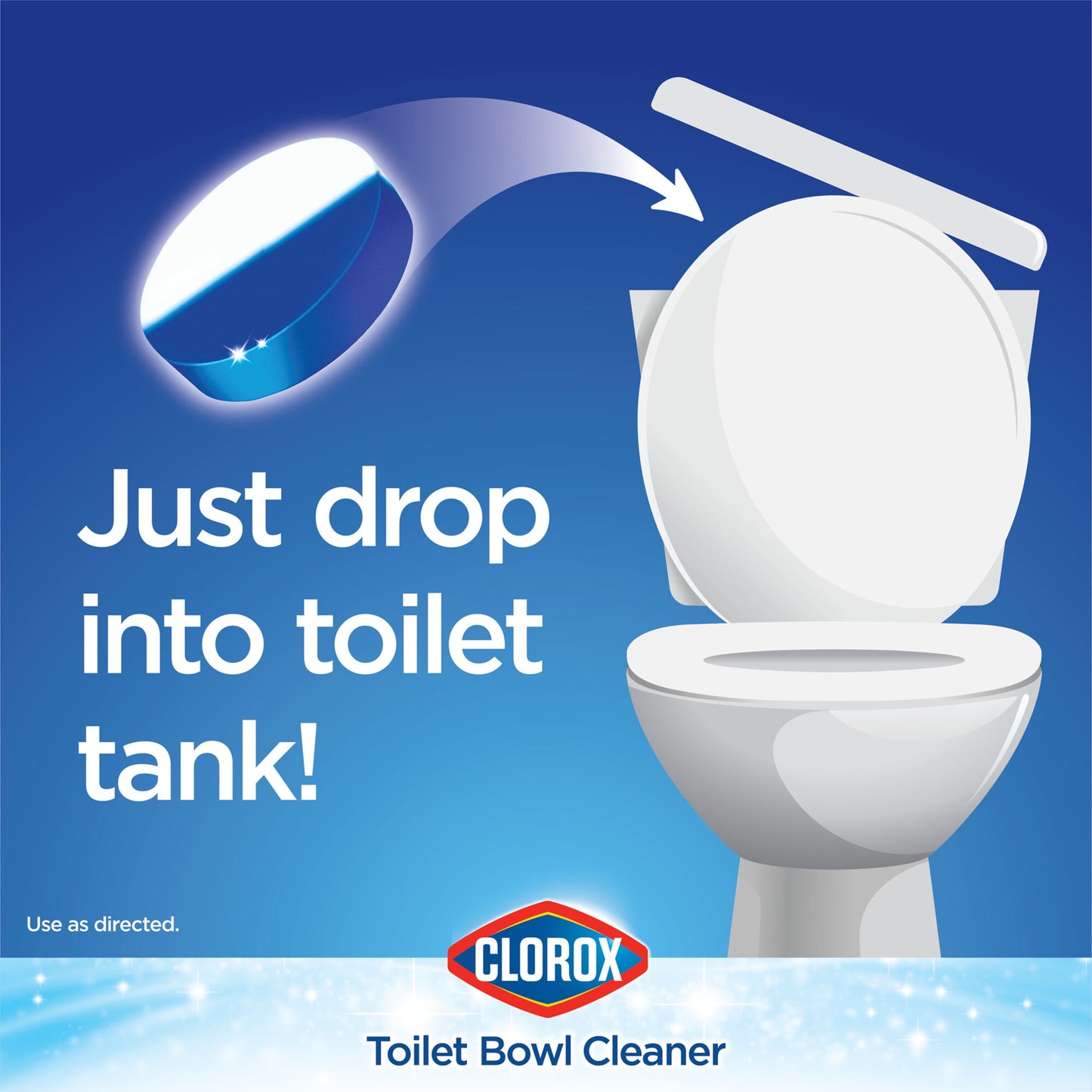 Clorox Bleach and Blue Toilet Bowl Cleaner Tablets, Rain Clean, 4 Count