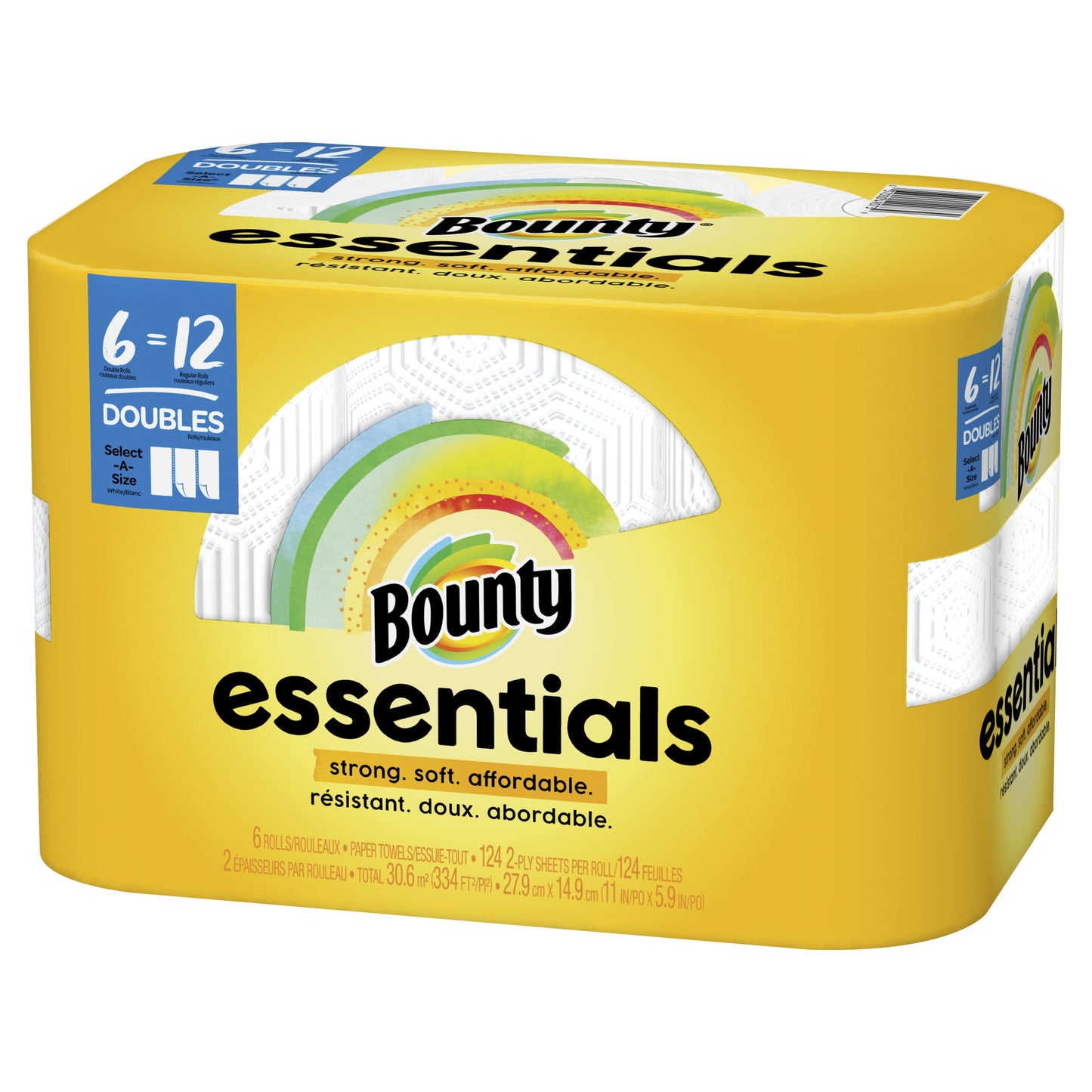 Bounty Essentials Select-a-Size Paper Towels, White, 6 Double Rolls