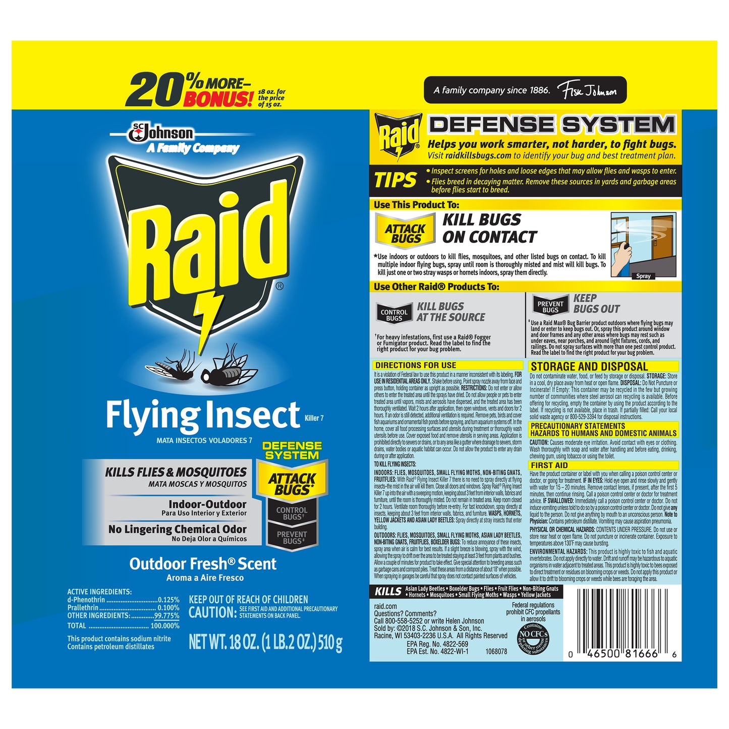 Raid Flying Insect Killer 7, 18 Ounces