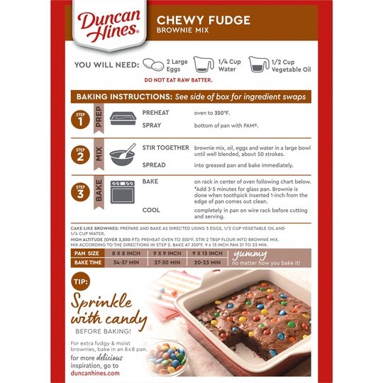 Duncan Hines Chewy Fudge Chocolate Brownie Mix, Family Size, 18.3 Oz Box