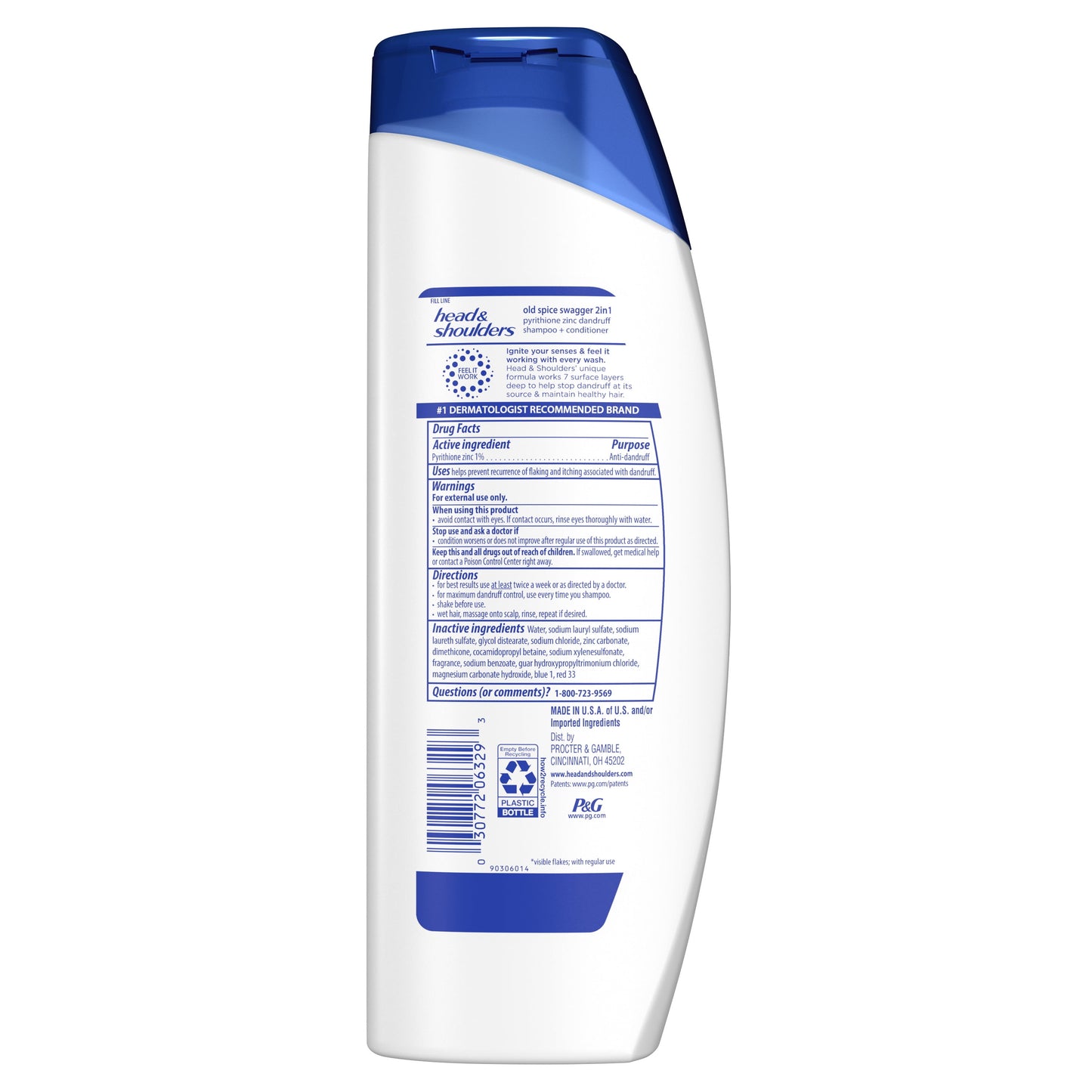 Head & Shoulders Mens 2 in 1 Dandruff Shampoo and Conditioner, Old Spice Swagger, 12.5 oz
