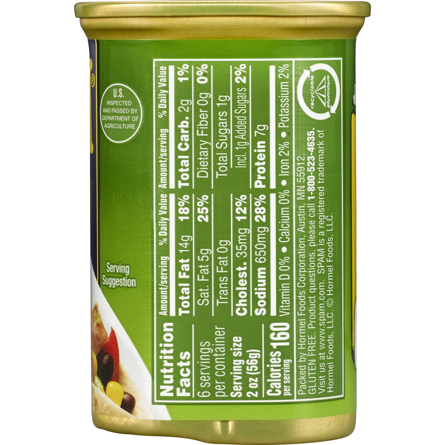 SPAM Jalapeno, Shelf-Stable Meat, 12 oz Aluminum Can